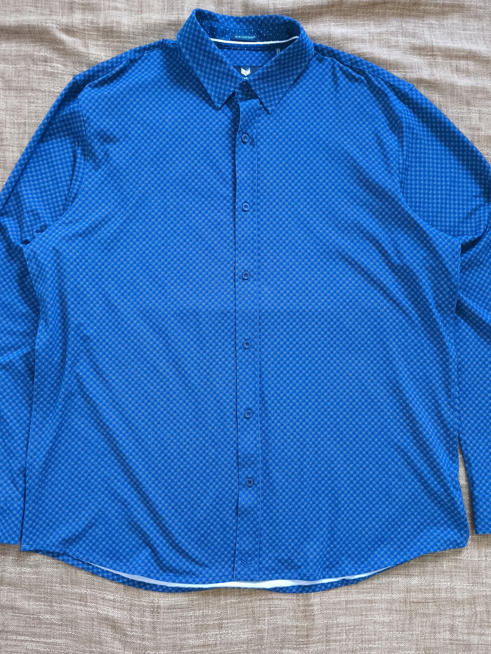 Buttercloth Icy Cotton Men's Blue Micro-Pattern Button-Up Shirt Size 2XL Tallfit - Picture 10 of 10